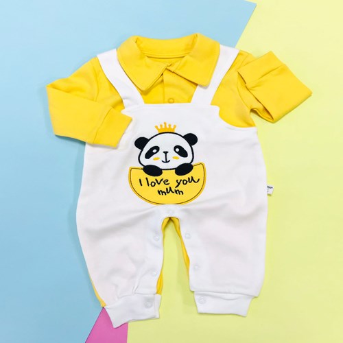 Panda Desenli Salopet Bebek Tulumu