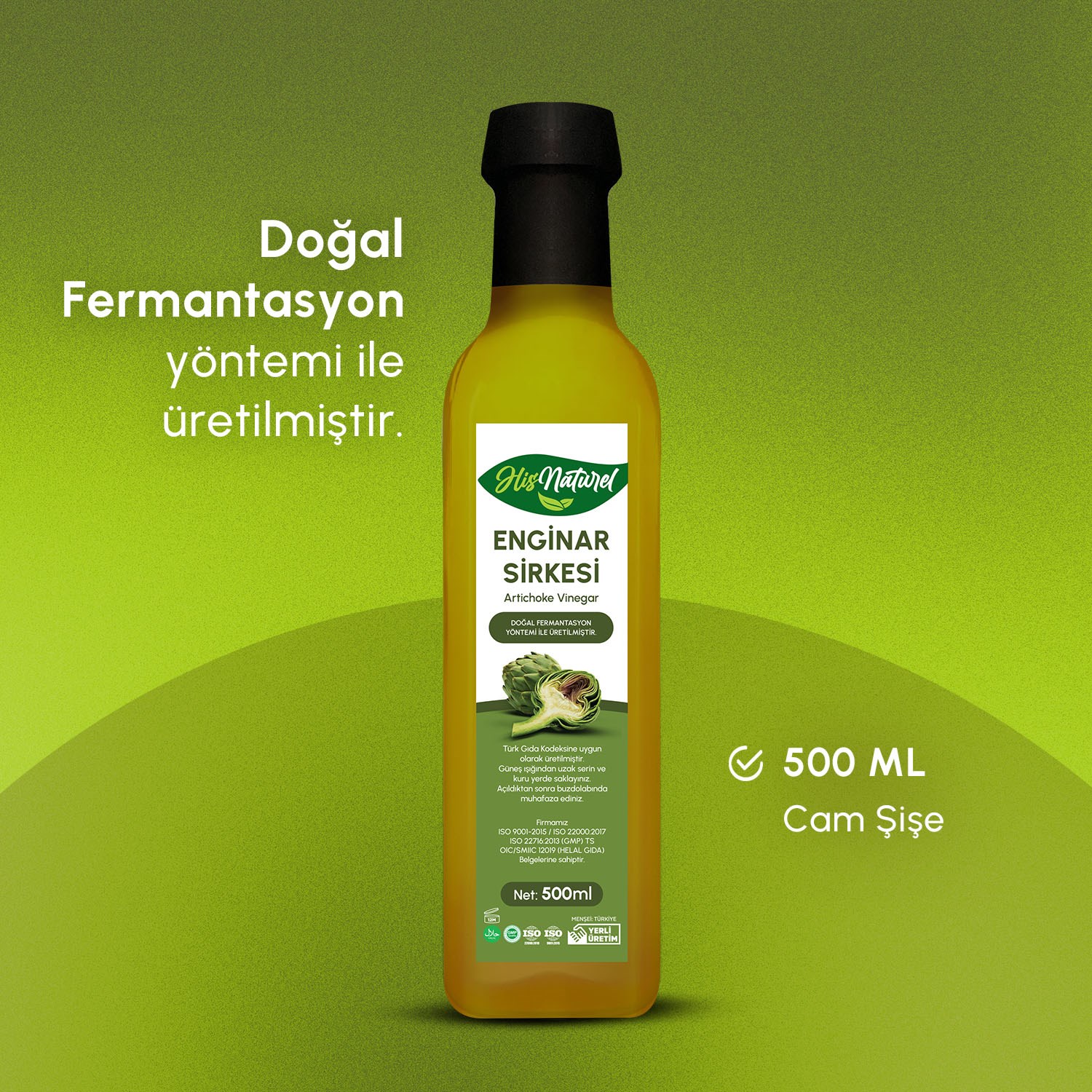 Organik Yıllanmış Enginar Sirkesi Doğal Fermantasyon 500 ml. 